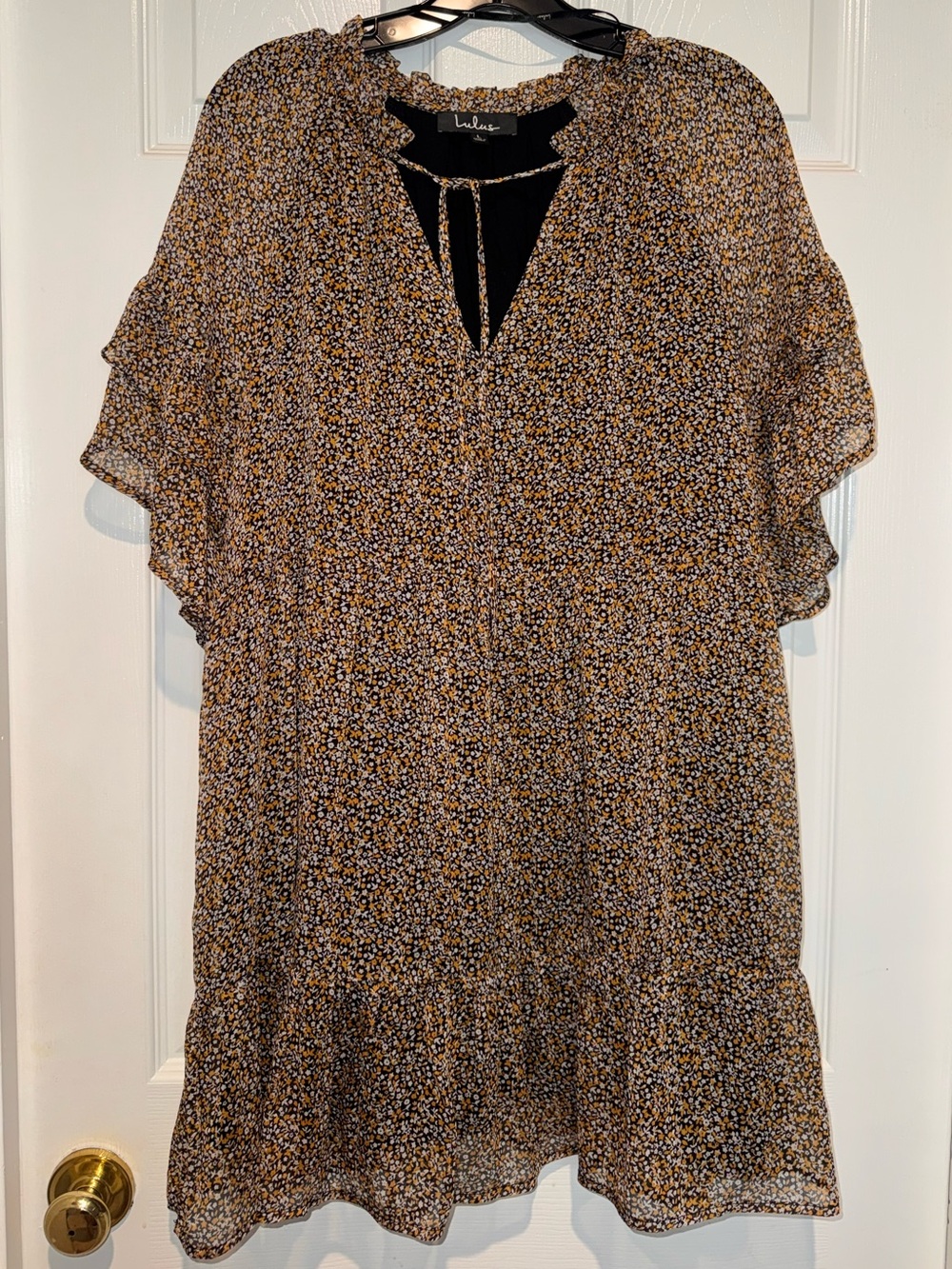 Lulu's Black and Mustard Floral Mini Dress - Picture 7 of 11